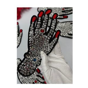 Sew-On Beaded Hand Patch for Clothes Coat Jacket Jeans Purse 8.25" x 3.5